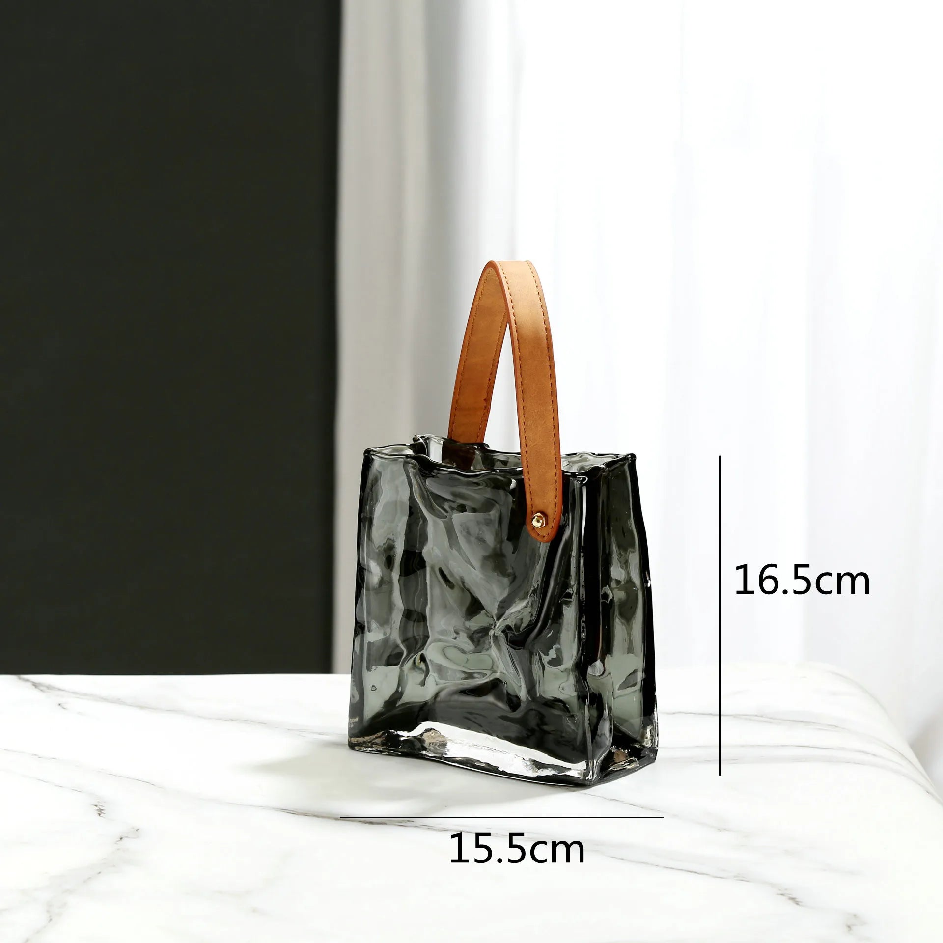 vase en verre transparent texture froissée pour fleurs et terrarium - vue 8 sur 13