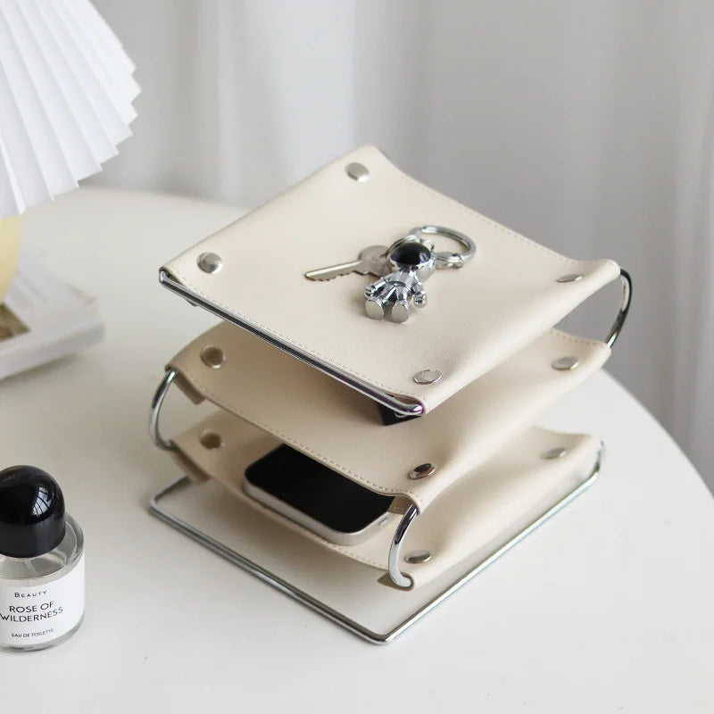plateau en cuir pour rangement de cosmétiques et bijoux - vue 4 sur 8