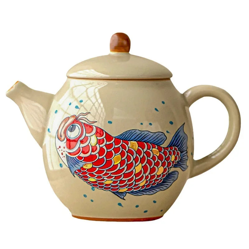 Théière chinoise céramique arowana style retro kung fu - vue 6 sur 7
