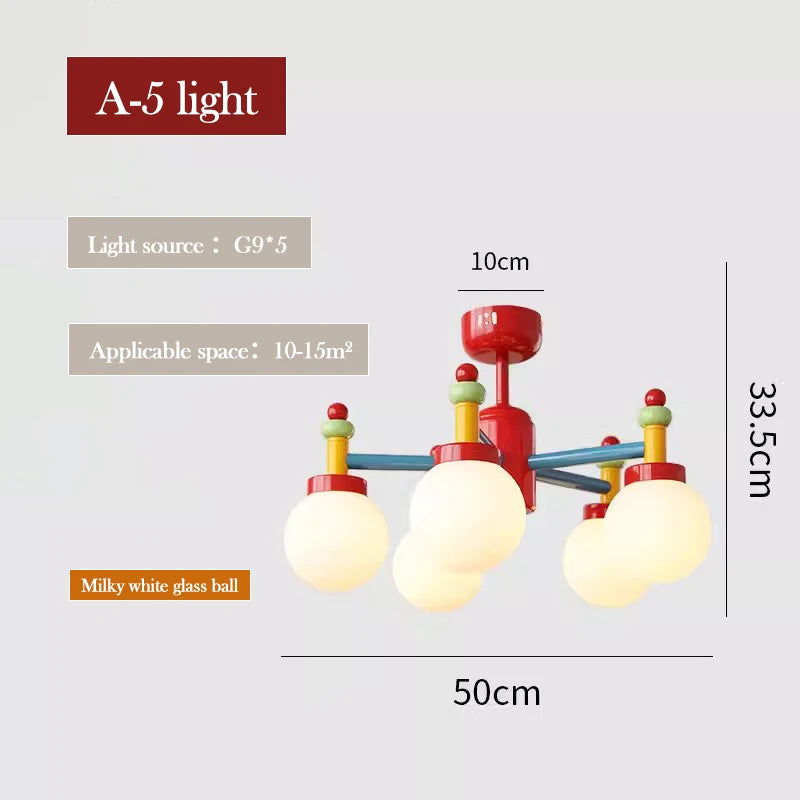 lustre coloré en verre pour chambre d'enfant princesse - vue 4 sur 8