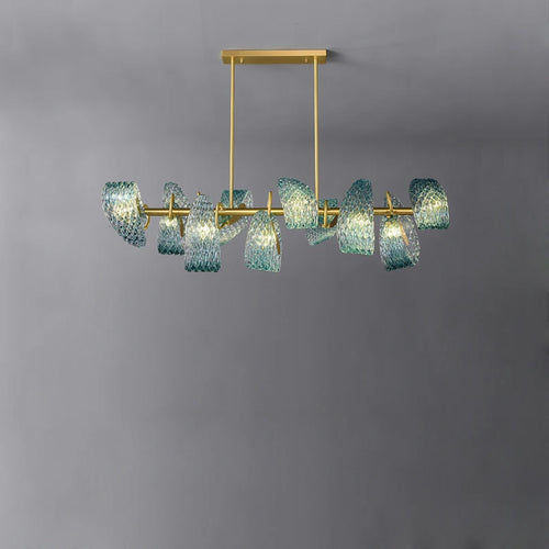 lustre led art deco verre bleu