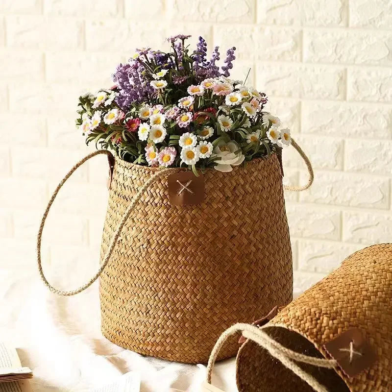 panier de rangement rotin tissé pour fleurs et cadeaux - vue 3 sur 8