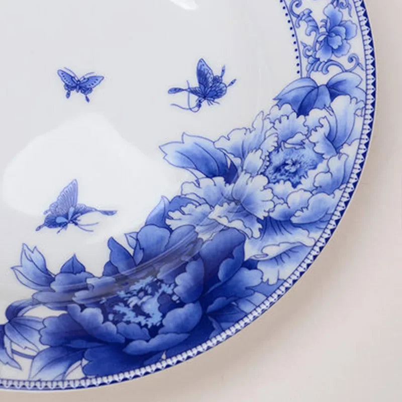 Assiettes porcelaine Jingdezhen motifs floraux style chinois - vue 4 sur 7