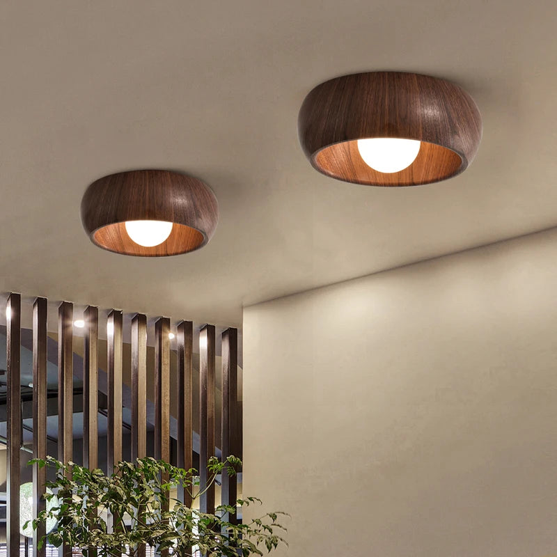 plafonnier minimaliste rétro en bois pour déco créative