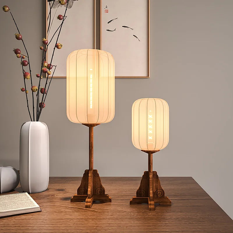 lampadaire style vintage en tissu bois cuivre pour hôtels et restaurants - vue 4 sur 9