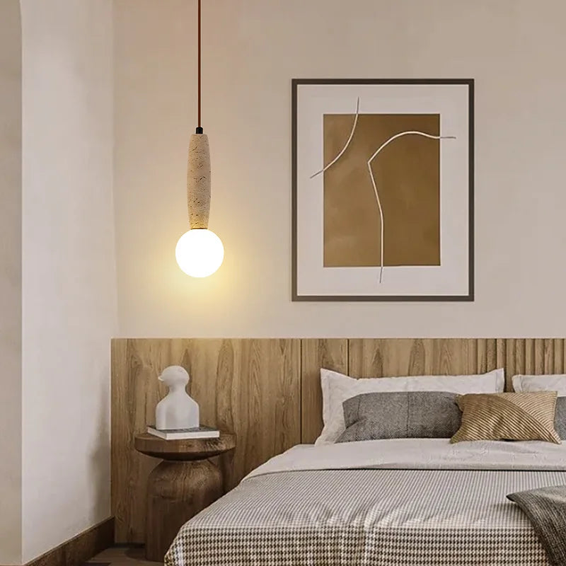 lustre led vintage avec suspension en pierre naturelle - vue 3 sur 6