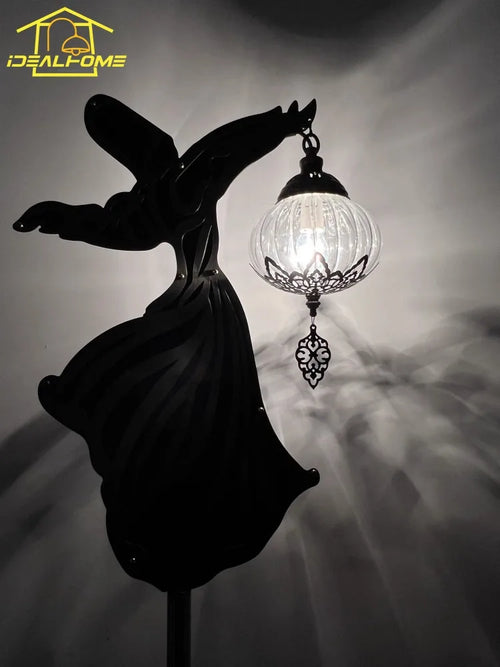 lampe de sol exotique en forme de bol et moine danseur zen - vue 5 sur 5