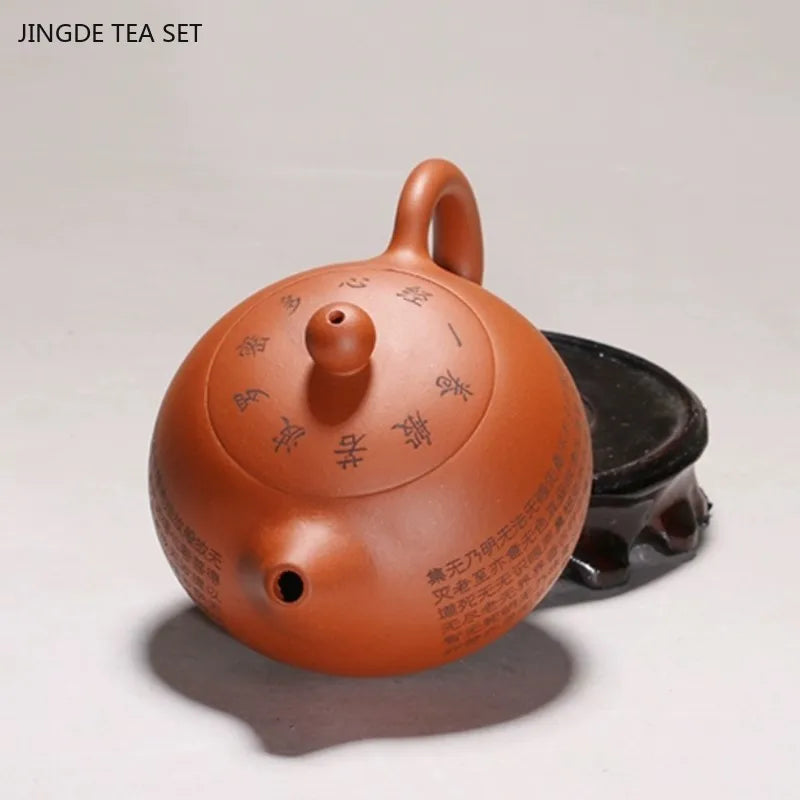 Théière zisha yixing sculptée main motif cœur louche - vue 6 sur 7