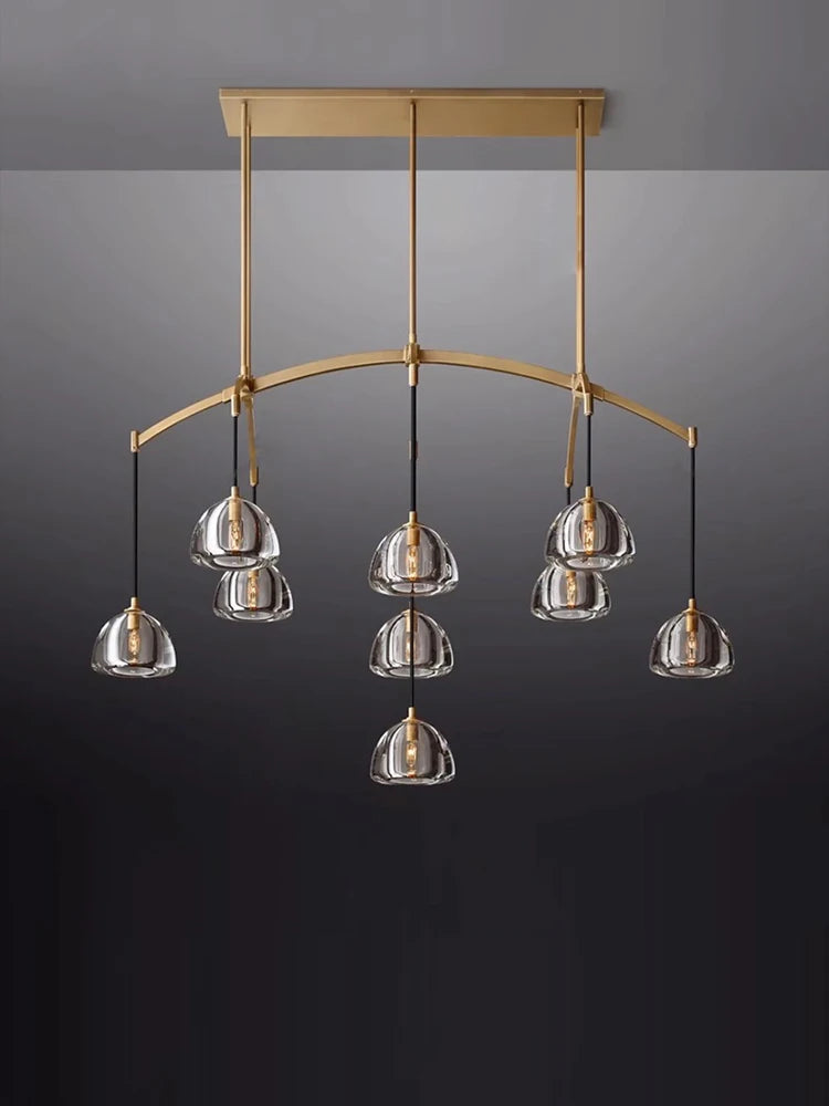 lustre vintage en cristal et cuivre pour éclairage élégant - vue 6 sur 13
