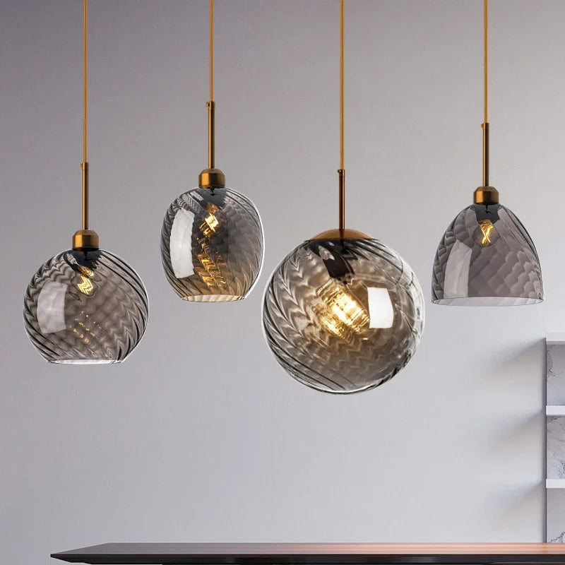 suspension led moderne design boule de verre pour restaurant bar - vue 4 sur 23