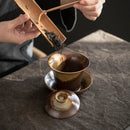 Couvercle et bol théière céramique style rétro artisanal