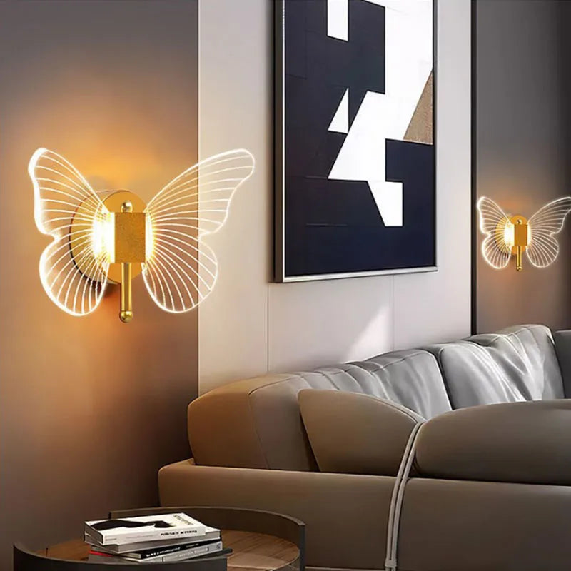 applique murale LED papillon intérieur nordique style cuivre - vue 6 sur 8