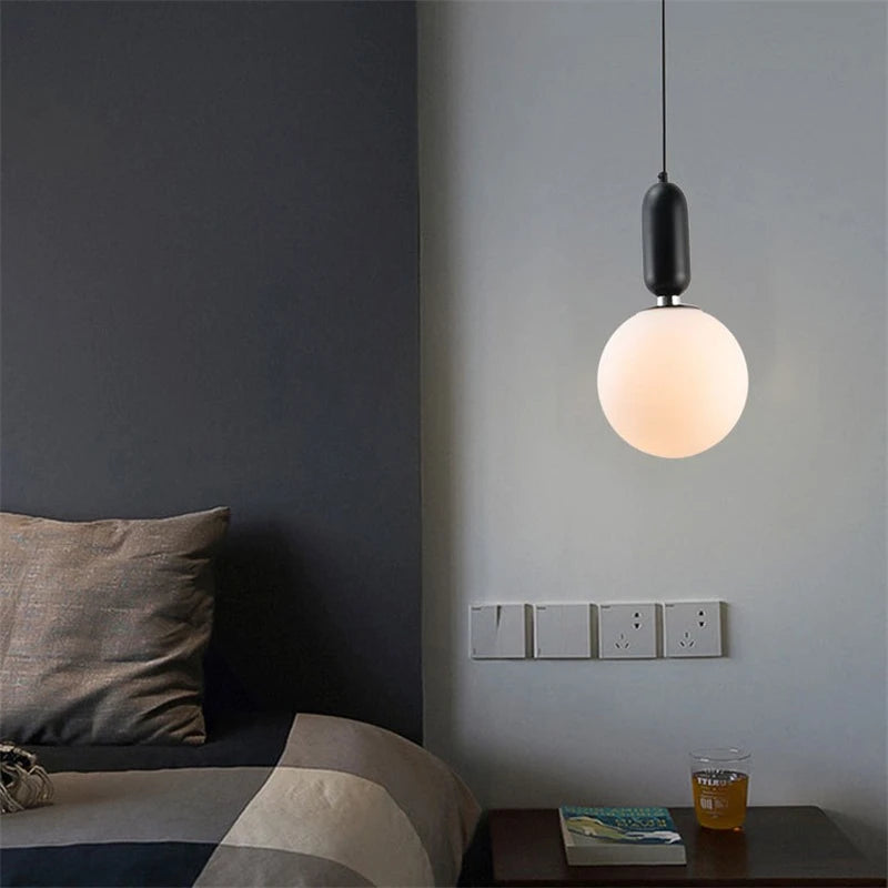 boule de verre moderne suspension lumières led éclairage intérieur décoratif