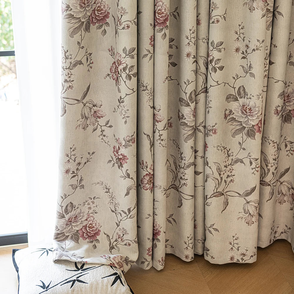 Rideau occultant floral élégant pour salon et chambre - vue 4 sur 7