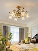 lustre méditerranéen en verre avec motifs floraux tendance