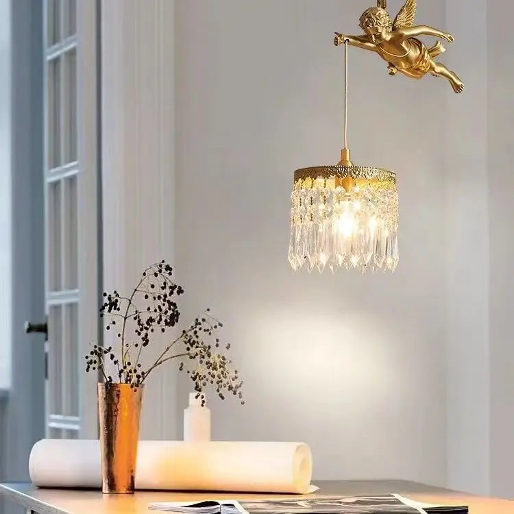 lustre en cristal à led avec ailes d'ange décoration européenne luxueuse - vue 4 sur 6