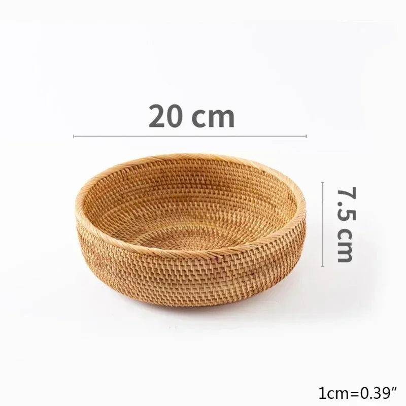 panier de rangement tissé à la main en rotin pour cuisine et pique-nique