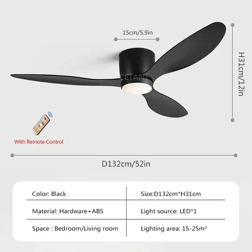 plafonnier ventilateur lumineux avec télécommande design nordique - vue 11 sur 11