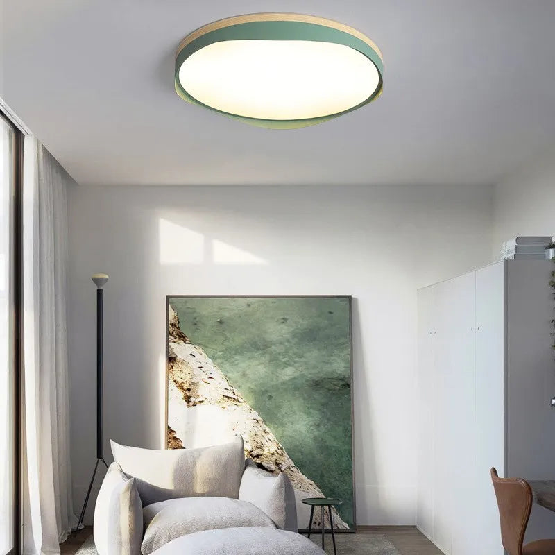 Plafonnier LED nordique moderne Macaron rond rond bord géométrique plafonniers salon chambre Luminaire décoratif d'intérieur - vue 6 sur 18