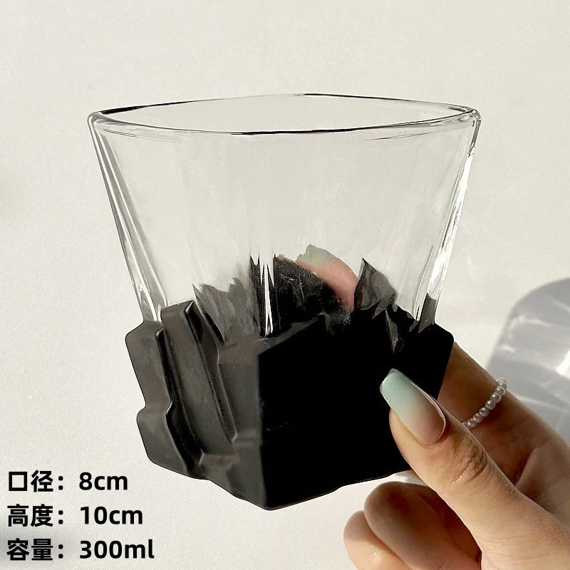 Verre artistique texturé motif spatial pour whisky vin