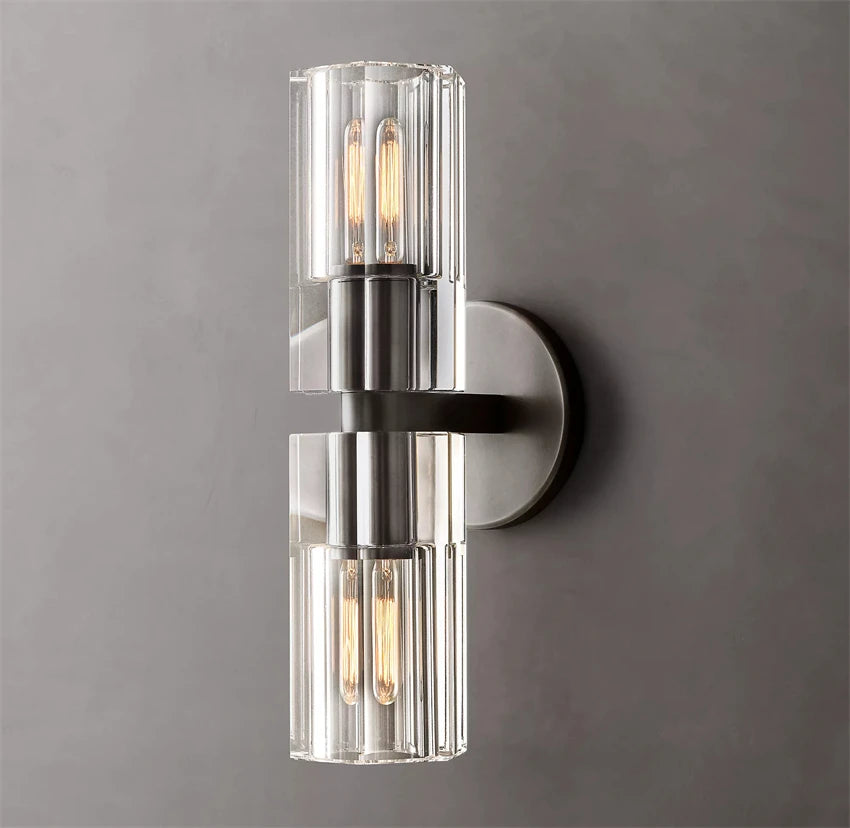 applique murale led moderne en cristal clair nickel laiton