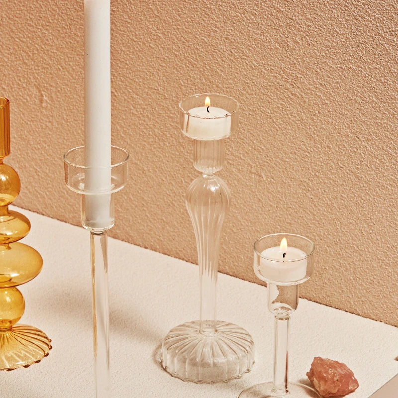bougeoir en verre transparent décoration intérieure moderne nordique - vue 9 sur 31