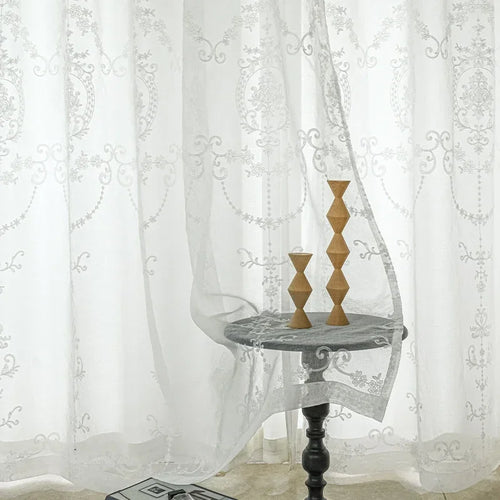 Voilage tulle brodé style européen pour salon fenêtres