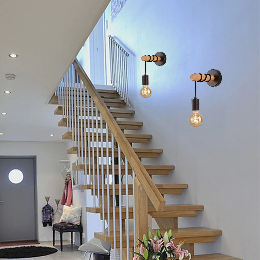 applique murale moderne en bois pour éclairage intérieur et extérieur - vue 7 sur 8