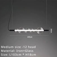 lustre moderne en bande de verre avec lumière led pour décoration maison