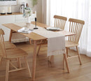 Chemin de table en lin brodé rustique beige