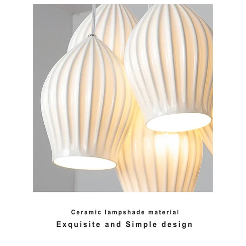 Lamp 3/5 Light Mid Century Pendant Lighting Kitchen Island White Ceramic Cluster Pendant Lights Small Milk Chandelier Vintage - vue 3 sur 10