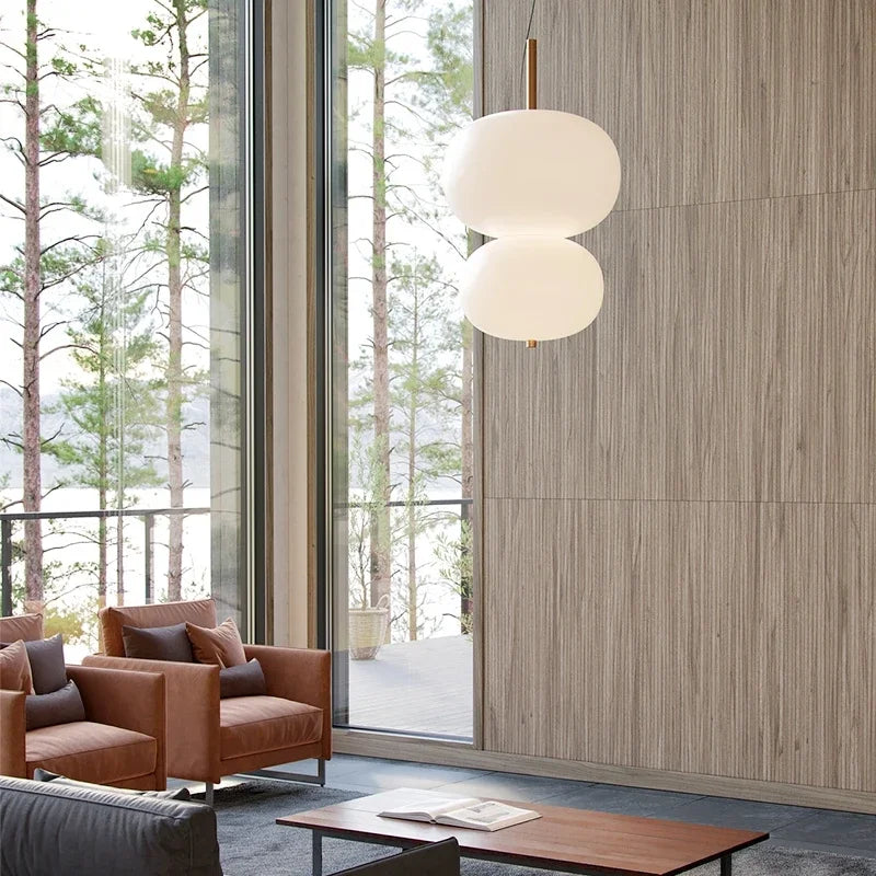 suspension scandinave grande boule de verre pour salon - vue 5 sur 12