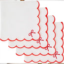 Serviette de table style vintage brodée bordure dentelle