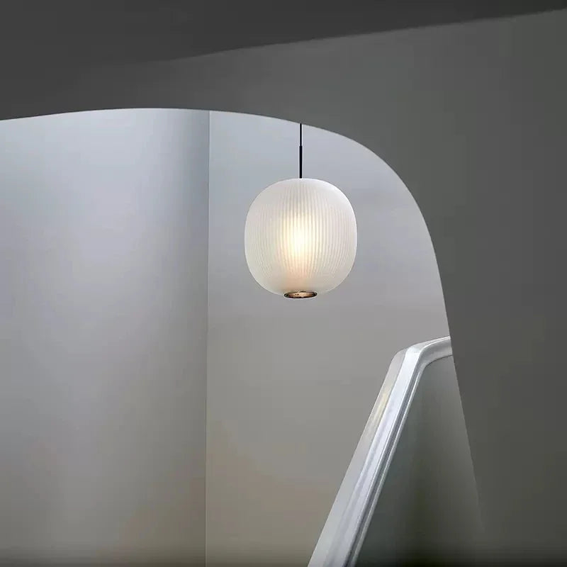 suspension moderne en verre ronde pour espaces divers - vue 3 sur 8