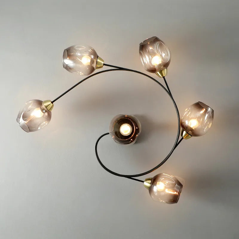 Suspension de plafond LED nordique pour salon salle à manger cuisine chambre moderne verre moléculaire suspendu lustre éclairage à la maison - vue 6 sur 12