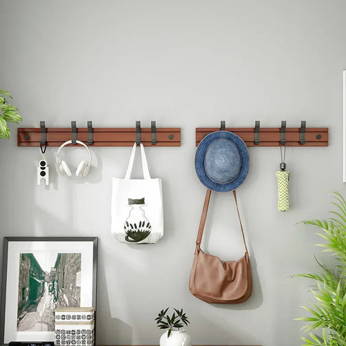 porte-manteau nordique en bambou avec crochets muraux - vue 4 sur 9