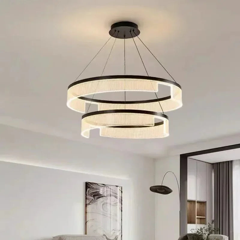 Lustre LED anneaux suspendu au design nordique moderne