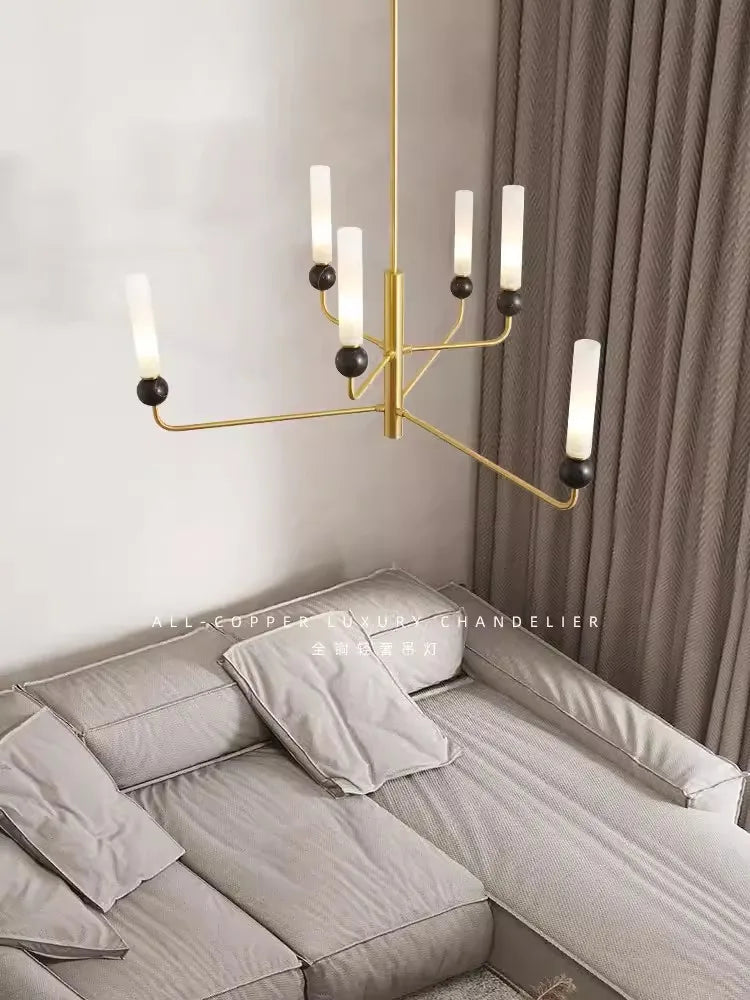 lustre suspendu led marbre cuivre décor maison vintage luxe