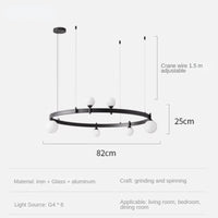 suspension circulaire en fer et verre pour décoration intérieure