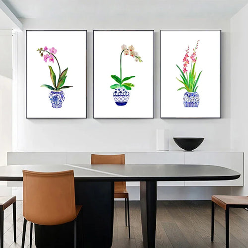 vase à fleurs aquarelle art mural nordique décoratif pour intérieur