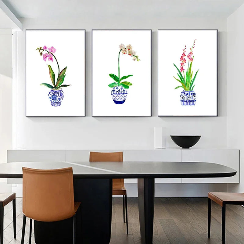vase à fleurs aquarelle art mural nordique décoratif pour intérieur - vue 6 sur 7
