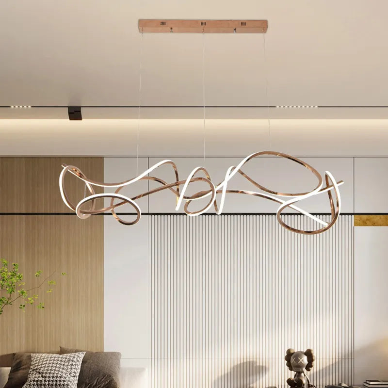 Moderne maison salon décoration lustre or suspension plafonniers salle à manger éclairage intérieur luminaire suspendu - vue 4 sur 8
