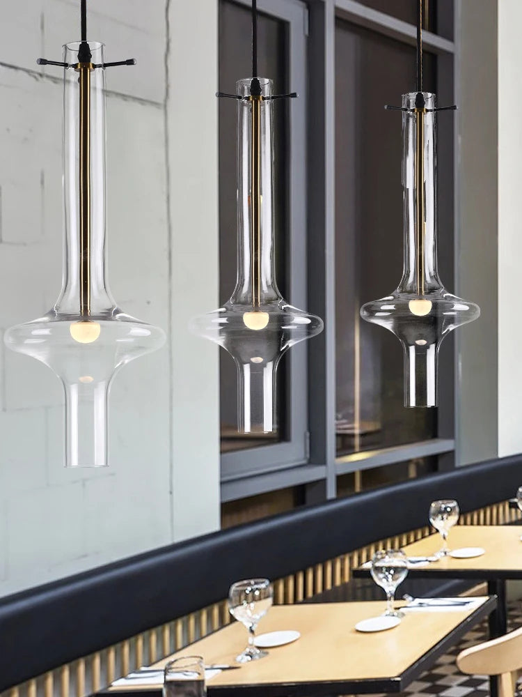 lustre en verre à joint en bambou créatif pour décoration intérieure - vue 3 sur 12