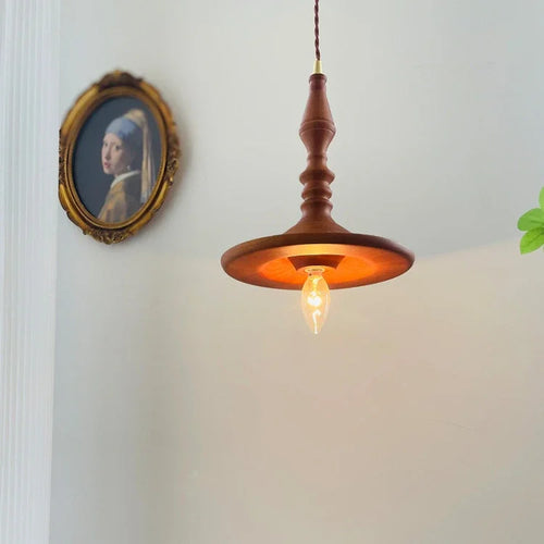 Lustre rétro bois art lumière bar restaurant