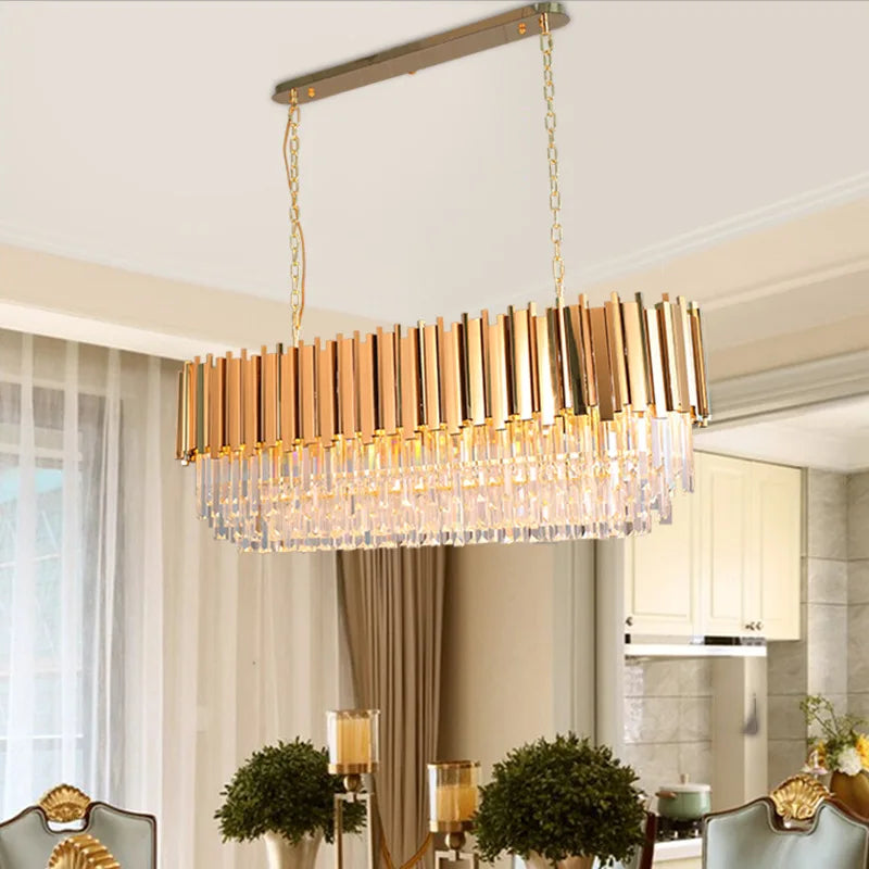 lustre de luxe moderne en cristal k9 à double couches