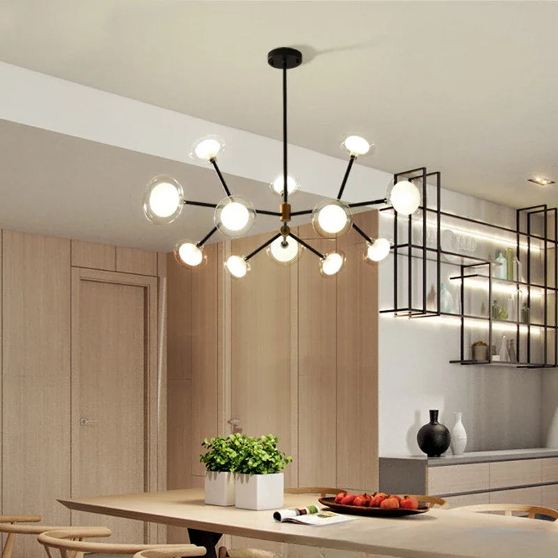 suspension nordique en résine et verre pour décoration moderne - vue 3 sur 8