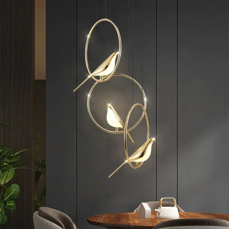 lustre led 	 art oiseau loft originalité décoration - vue 3 sur 18
