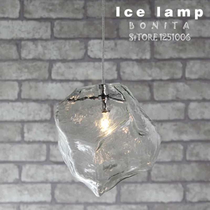 Suspension en cristal de glace Transparent pour restaurants en pierre de verre clair pour salle à manger à cordon led - vue 6 sur 5