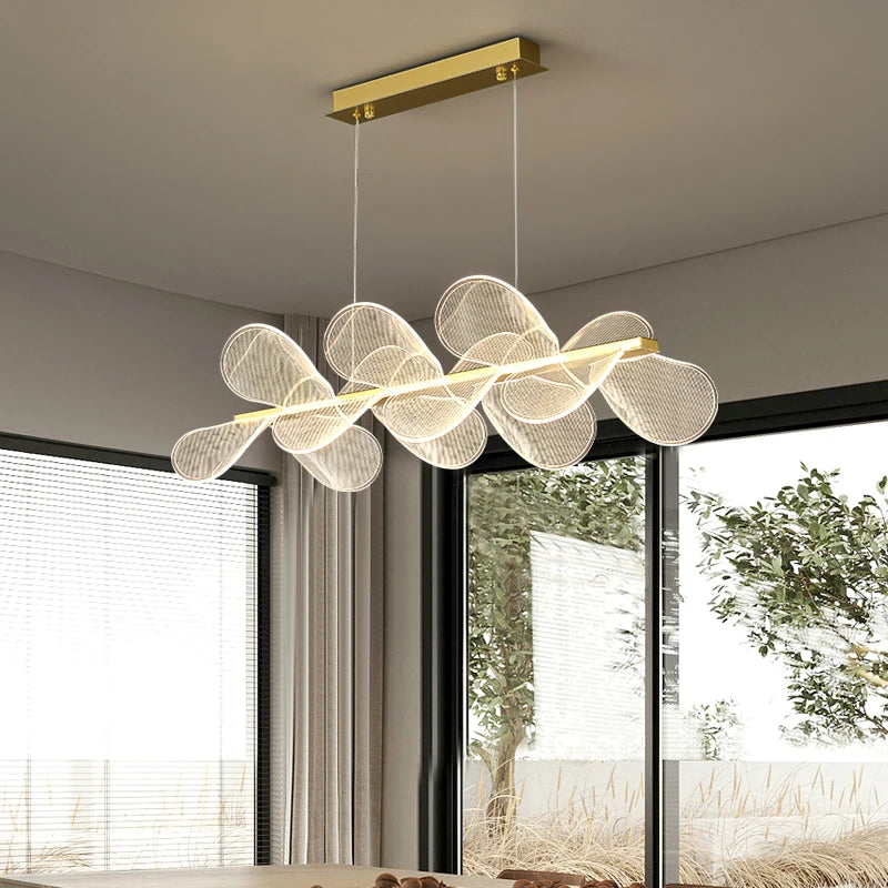 suspension led moderne avec anneau doré à gradation variable