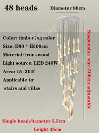suspension led moderne pour escalier duplex nordique